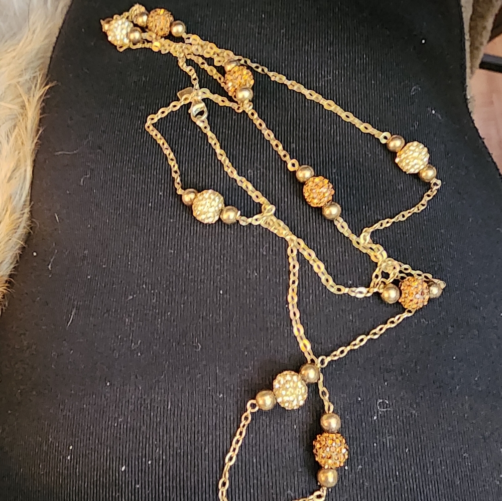Gold-Plated Beaded Gem Necklace